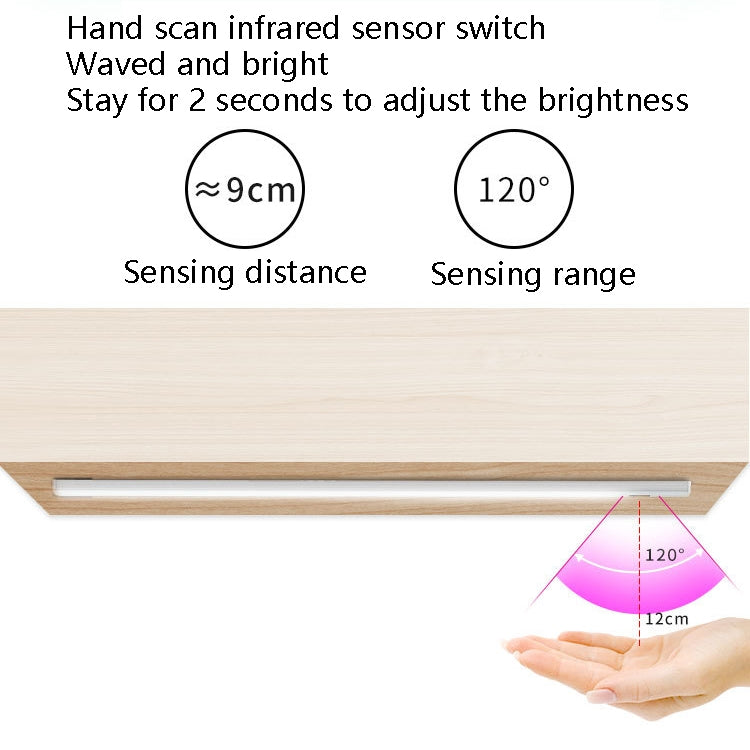 LED Induction Cabinet Lamp USB Smart Sensing Light Strip, 2 PCS 20cm, 30cm, 40cm, 50cm