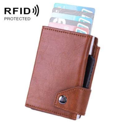 Anti-Theft Aluminum Alloy Coin Purse RFID Anti-Degaussing Automatic Pop-Up PU Bank Card Bag