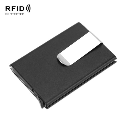 Aluminum Alloy Credit Card Case RFID Anti-Magnetic Metal Card Box, Microfiber Leather Black, Microfiber Leather Apricot