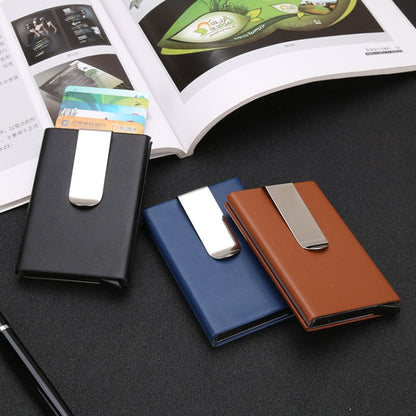 Aluminum Alloy Credit Card Case RFID Anti-Magnetic Metal Card Box, Microfiber Leather Black, Microfiber Leather Apricot