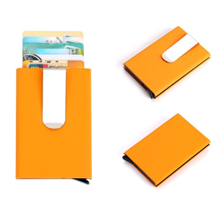 Aluminum Alloy Credit Card Case RFID Anti-Magnetic Metal Card Box, Microfiber Leather Black, Microfiber Leather Apricot