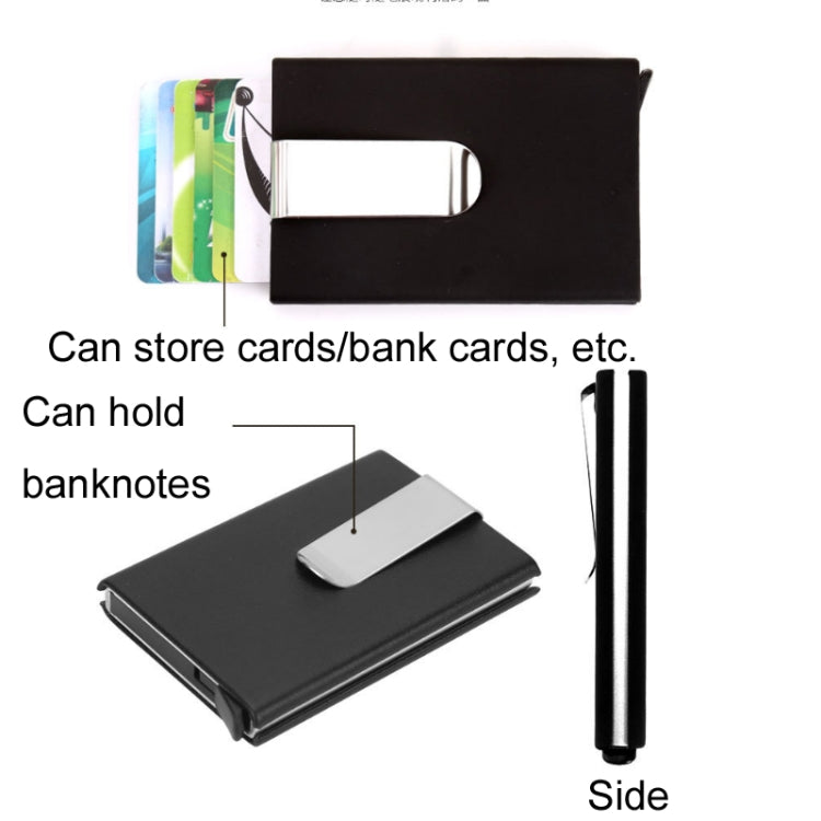 Aluminum Alloy Credit Card Case RFID Anti-Magnetic Metal Card Box, Microfiber Leather Black, Microfiber Leather Apricot