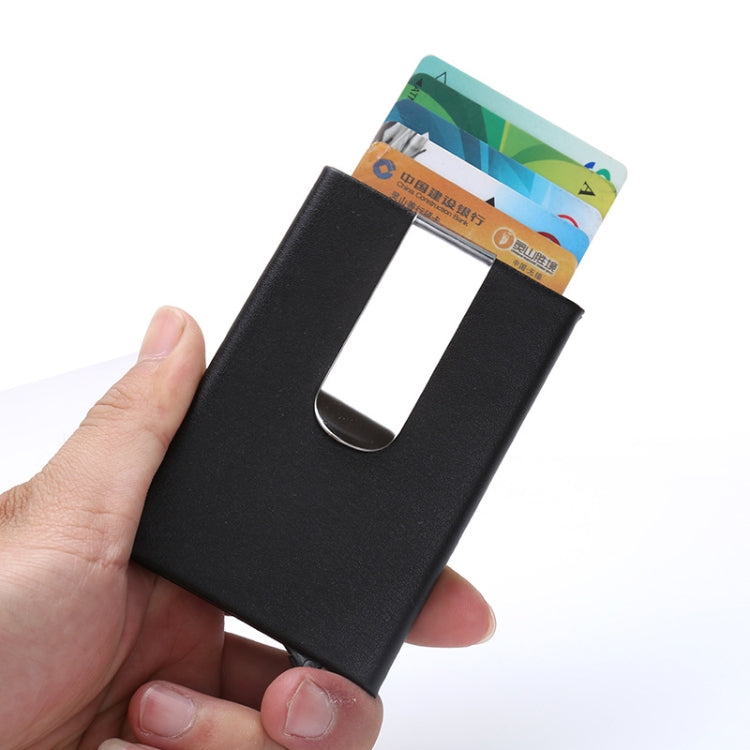 Aluminum Alloy Credit Card Case RFID Anti-Magnetic Metal Card Box, Microfiber Leather Black, Microfiber Leather Apricot