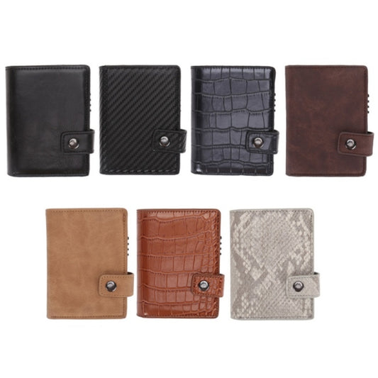 Dual Card Aluminum Alloy Card Box RFID Anti-Theft Wallet, Mad Horse Black, Carbon Fiber Pattern Black, Mad Horse Matte Brown, Mad Horse Matte Apricot, Crocodile Pattern Black, Crocodile Pattern  Coffee, Snake Pattern Gray