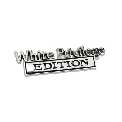 2 PCS Car Metal Leaf Board Car Logo White Privilege Edition Modified Car Body Sticker Sign, White Privilege