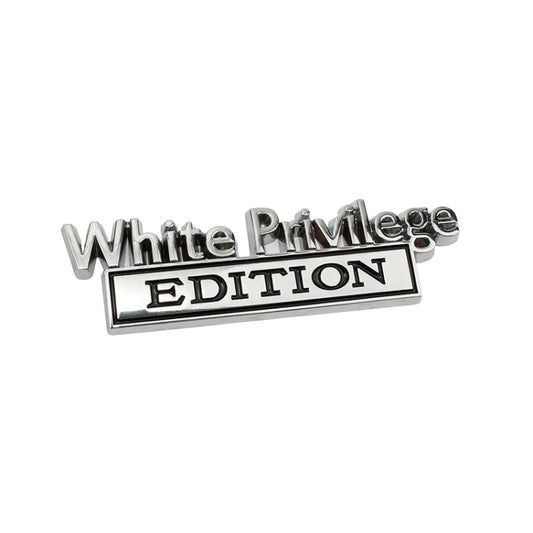 2 PCS Car Metal Leaf Board Car Logo White Privilege Edition Modified Car Body Sticker Sign, White Privilege