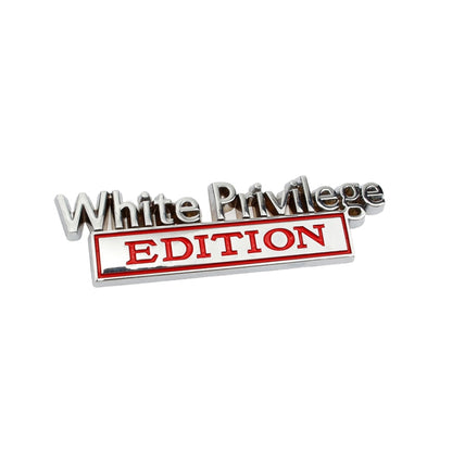 2 PCS Car Metal Leaf Board Car Logo White Privilege Edition Modified Car Body Sticker Sign, White Privilege