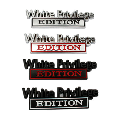 2 PCS Car Metal Leaf Board Car Logo White Privilege Edition Modified Car Body Sticker Sign, White Privilege