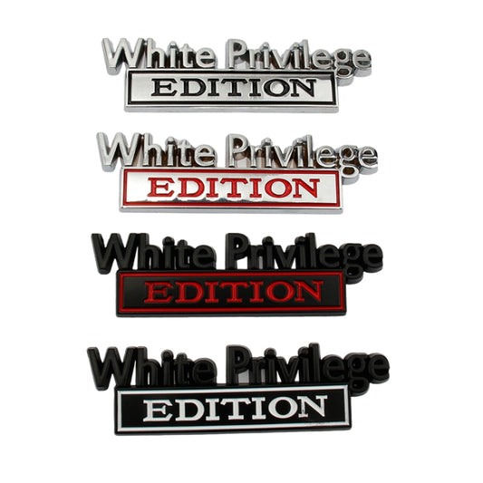 2 PCS Car Metal Leaf Board Car Logo White Privilege Edition Modified Car Body Sticker Sign, White Privilege
