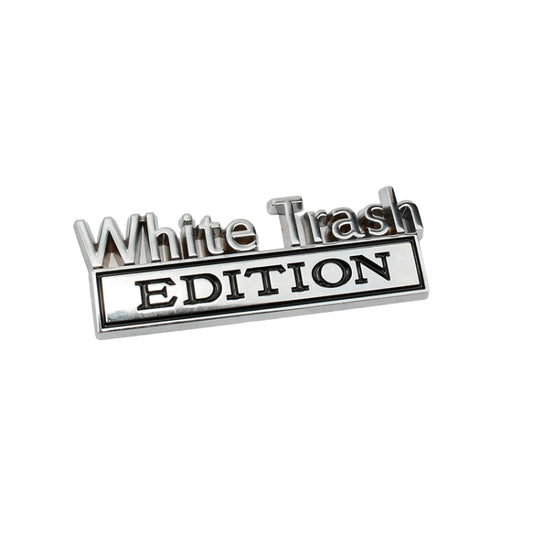 2 PCS Car Metal Modification Standard White Trash Edition Car Label Stickers, WHITE TRASH