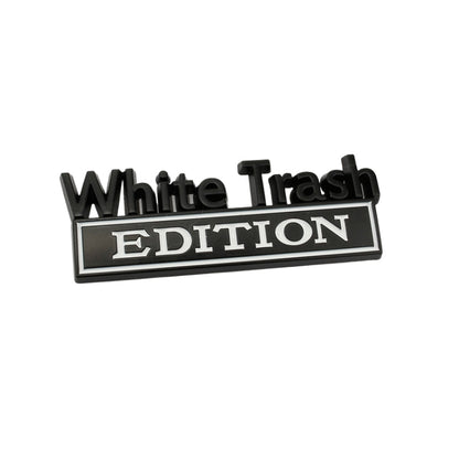 2 PCS Car Metal Modification Standard White Trash Edition Car Label Stickers, WHITE TRASH