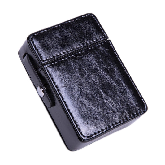 Men PU Leathe Retro Lighter Cigarette Box, Black, Green, Blue, Apricot, Brown
