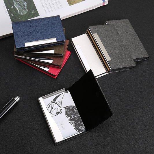 Stainless Steel Business Card Holder, Red, Blue, Black, Brown, White, Gray, Bronze
