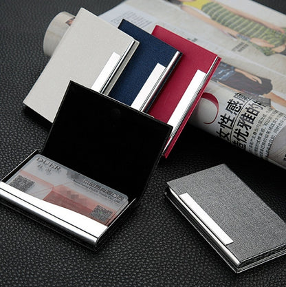 Stainless Steel Business Card Holder, Red, Blue, Black, Brown, White, Gray, Bronze