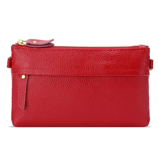 Ladies One-Shoulder Diagonal Mobile Phone Coin Purse, Red, Navy Blue, Black, Ink, Lake Blue, Khaki, Jujube Red, Orange, Brown