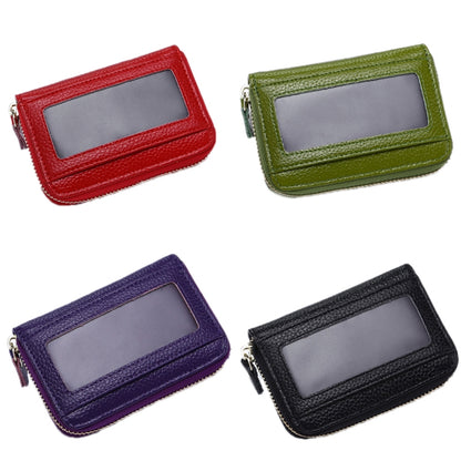 Business Multi-Position Zipper Organ Card Holder, Red, Green, Purple, Black, Sapphire, Deep Blue, Rough, Rose Red