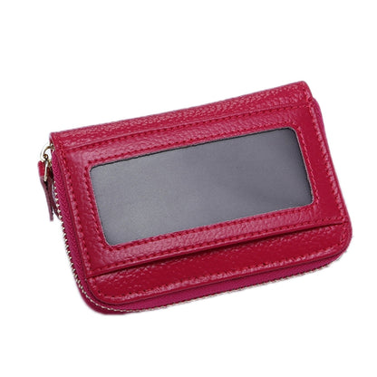 Business Multi-Position Zipper Organ Card Holder, Red, Green, Purple, Black, Sapphire, Deep Blue, Rough, Rose Red