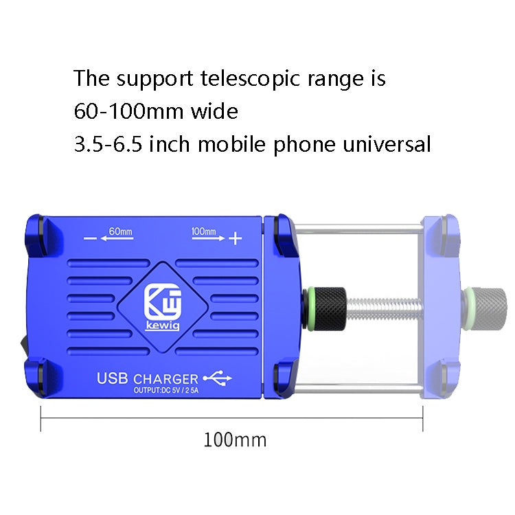 Kewig M6 Aluminum Alloy Motorcycle Mobile Phone Bracket Rechargeable With Switch Waterproof Stable Navigation Bracket, M6(Black), M6(Blue), M6(Silver), M6(Red)