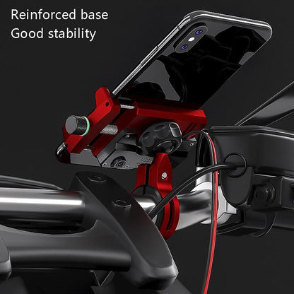 Kewig M6 Aluminum Alloy Motorcycle Mobile Phone Bracket Rechargeable With Switch Waterproof Stable Navigation Bracket, M6(Black), M6(Blue), M6(Silver), M6(Red)
