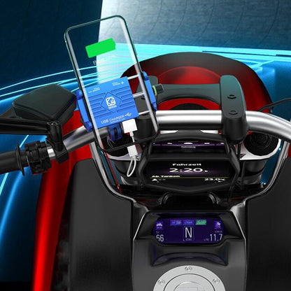Kewig M6 Aluminum Alloy Motorcycle Mobile Phone Bracket Rechargeable With Switch Waterproof Stable Navigation Bracket, M6(Black), M6(Blue), M6(Silver), M6(Red)
