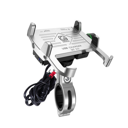 Kewig M6-S 12V Motorcycle Waterproof Aluminum Alloy Mobile Phone Bracket With QC3.0 Fast Charging, M6-S(Black), M6-S(Blue), M6-S(Red), M6-S(Silver)