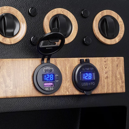شاحن سيارة USB معدل 12 فولت مع شاشة عرض الجهد ومقبس PD QC3.0، مع ضوء أزرق طرفي، مع ضوء أحمر طرفي، مع ضوء أخضر طرفي، مع ضوء أزرق خط 60 سم، مع ضوء أحمر خط 60 سم، مع ضوء أخضر خط 60 سم