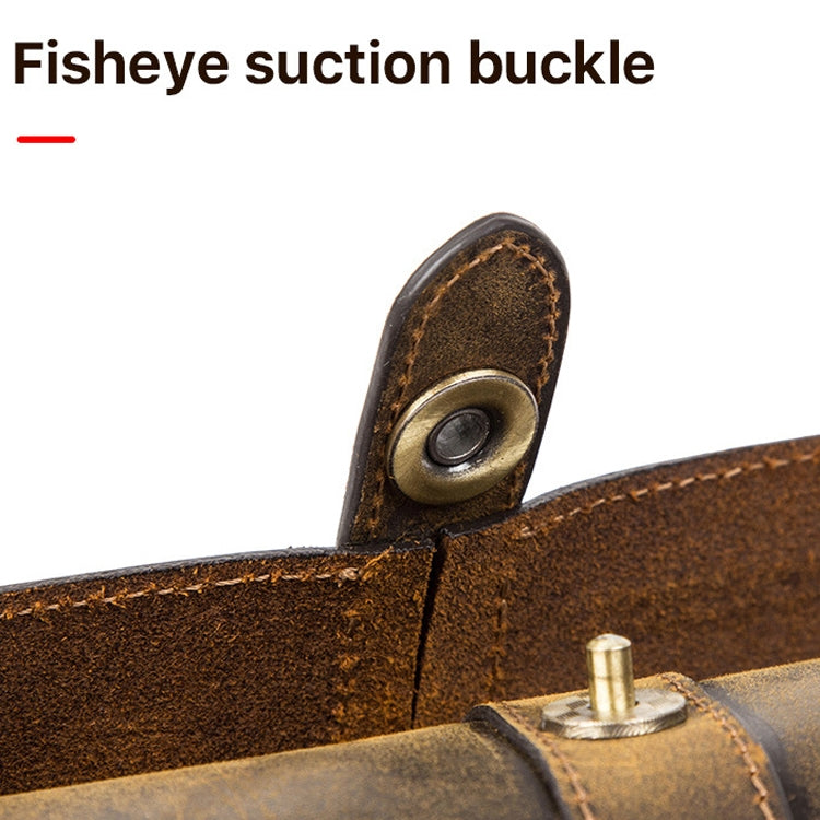 CONTACTS FAMILY CF1117  Retro Crazy Horse Texture Leather Watch Box Round Buckle Storage Box,Capacity: Can Hold 3 Watches, CF1117