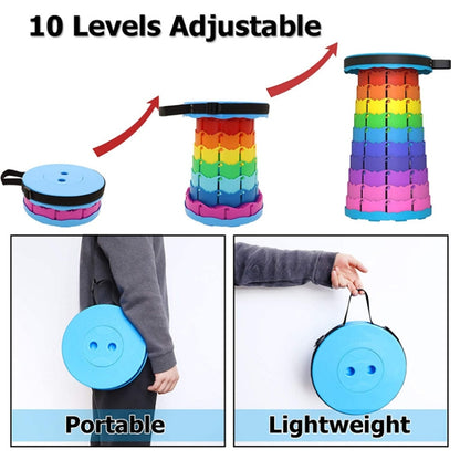 Outdoor Folding Telescopic Stool Portable Fishing Chair, 45cm(Rainbow), 45cm(Red)