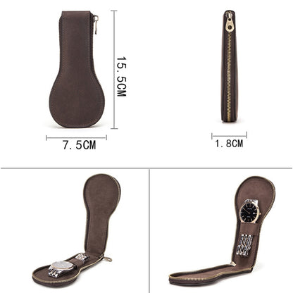 Contacts Family CF1112 Single Watch Position Retro Crazy Horse Leather Watch Storage Box Watch Zipper Case, CF1112