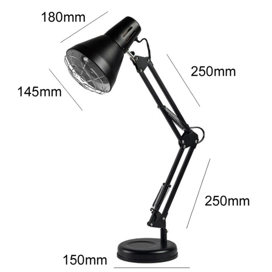 Household 150-watt Infrared Simple Physiotherapy Lamp With Metal Long Arm US Plug, Button Switch (Black), Button Switch (White), Timing Temperature Adjustment (White), Timing Temperature Adjustment (Black)
