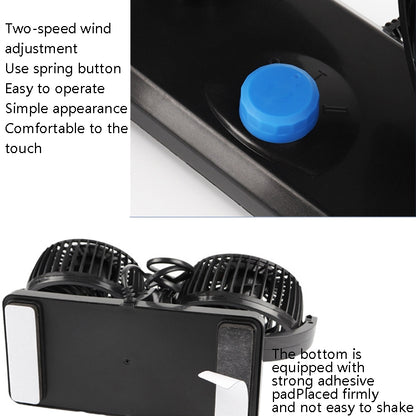 Car Fan Portable Mini Adjustable Car Double-Headed Electric Fan