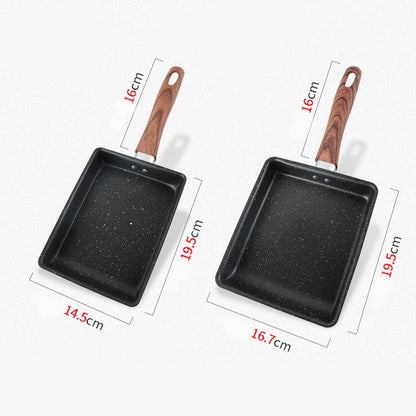 JBY-6658 Small Frying Pan Tamagoyaki Pan Maifanshi Non-Stick Frying Pan Square Omelette Pan,Size:, Small (Imitation Wood Grain Handle)