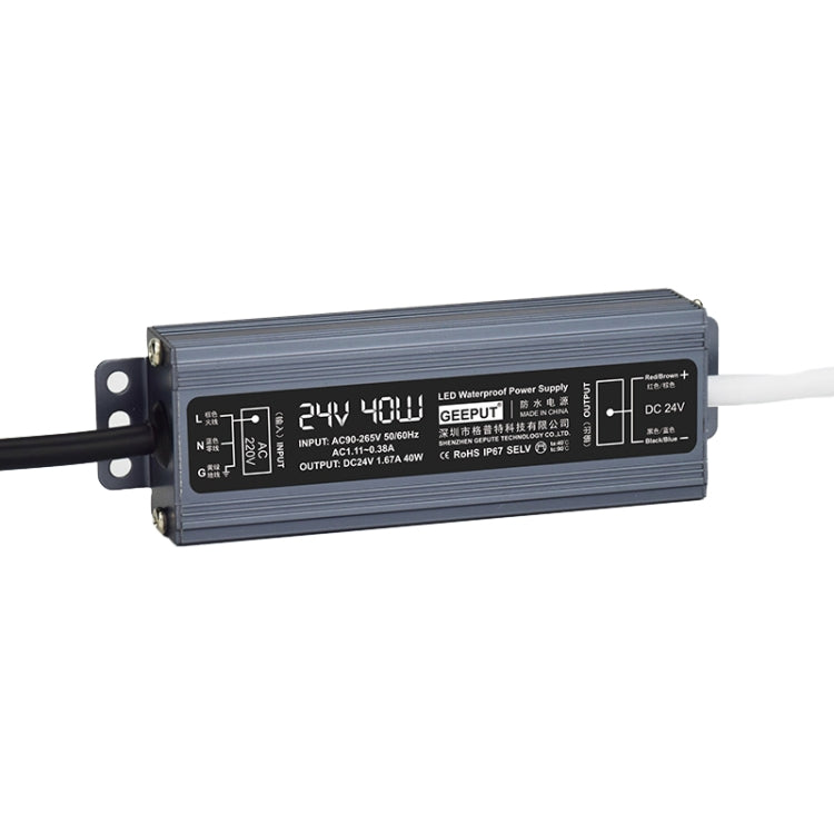 GEEPUT 220V To 24V LED Waterproof Power Supply Switch Transformer, 0.83A 20W, 1.25A 30W, 1.67A 40W, 2.1A 50W, 2.5A 60W, 3.3A 80W, 4.17A 100W, 5A 120W, 6.25A 150W, 8.33A 200W, 10.42A 250W, 12.5A 300W, 14.5A 350W, 16.7A 400W, 20.8A 500W, 25A 600W
