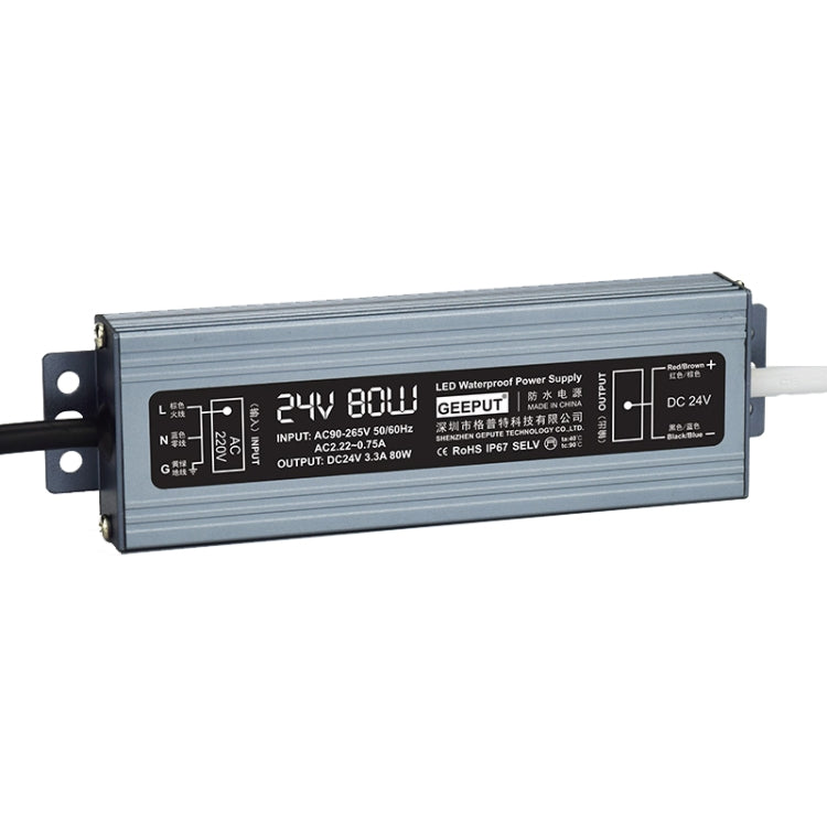 GEEPUT 220V To 24V LED Waterproof Power Supply Switch Transformer, 0.83A 20W, 1.25A 30W, 1.67A 40W, 2.1A 50W, 2.5A 60W, 3.3A 80W, 4.17A 100W, 5A 120W, 6.25A 150W, 8.33A 200W, 10.42A 250W, 12.5A 300W, 14.5A 350W, 16.7A 400W, 20.8A 500W, 25A 600W