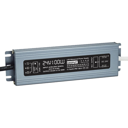 GEEPUT 220V To 24V LED Waterproof Power Supply Switch Transformer, 0.83A 20W, 1.25A 30W, 1.67A 40W, 2.1A 50W, 2.5A 60W, 3.3A 80W, 4.17A 100W, 5A 120W, 6.25A 150W, 8.33A 200W, 10.42A 250W, 12.5A 300W, 14.5A 350W, 16.7A 400W, 20.8A 500W, 25A 600W
