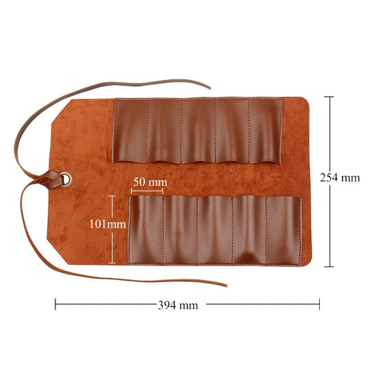 CL97 Multi-Function Toolkit Bundled Leather Tool Bag Double Thickened Two-Purpose Wrench Bag, Black, Brown