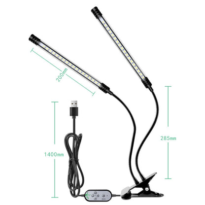 مصباح LED للنباتات، مع خاصية التحكم عن بُعد، مع خاصية التعتيم، وتقنية التحليل الطيفي الكامل، ورأس واحد 9 وات، ورأسين 18 وات، وثلاثة رؤوس 27 وات، وأربعة رؤوس 36 وات