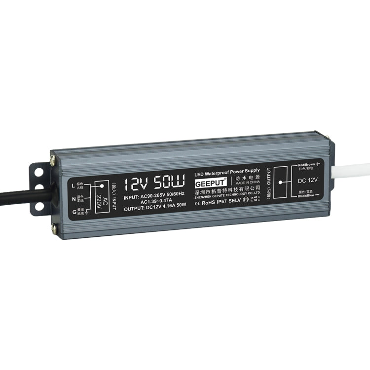 GEEPUT 220V Turn 12V LED Waterproof Power Supply Transformer, 1.67A 20W, 2.5A 30W, 3.33A 40W, 4.16A 50W, 5A 60W, 6.67A 80W, 8.33A 100W, 10A 120W, 12.5A 150W, 16.7A 200W, 21A 250W, 25A 300W, 29A 350W, 33.4A 400W, 41.7A 500W, 50A 600W