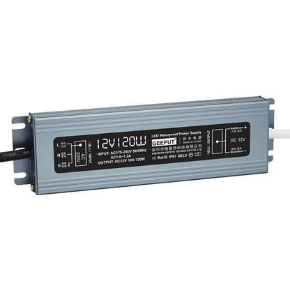 GEEPUT 220V Turn 12V LED Waterproof Power Supply Transformer, 1.67A 20W, 2.5A 30W, 3.33A 40W, 4.16A 50W, 5A 60W, 6.67A 80W, 8.33A 100W, 10A 120W, 12.5A 150W, 16.7A 200W, 21A 250W, 25A 300W, 29A 350W, 33.4A 400W, 41.7A 500W, 50A 600W