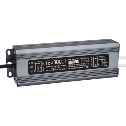 GEEPUT 220V Turn 12V LED Waterproof Power Supply Transformer, 1.67A 20W, 2.5A 30W, 3.33A 40W, 4.16A 50W, 5A 60W, 6.67A 80W, 8.33A 100W, 10A 120W, 12.5A 150W, 16.7A 200W, 21A 250W, 25A 300W, 29A 350W, 33.4A 400W, 41.7A 500W, 50A 600W