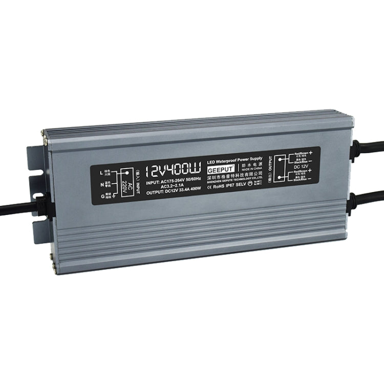 GEEPUT 220V Turn 12V LED Waterproof Power Supply Transformer, 1.67A 20W, 2.5A 30W, 3.33A 40W, 4.16A 50W, 5A 60W, 6.67A 80W, 8.33A 100W, 10A 120W, 12.5A 150W, 16.7A 200W, 21A 250W, 25A 300W, 29A 350W, 33.4A 400W, 41.7A 500W, 50A 600W