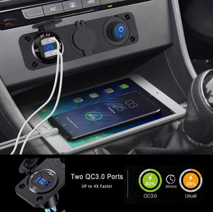12-24V Car Ship Waterproof USB Charging Cigarette Lighter Master 3 In 1 Combined Panel Switch, 12-24V