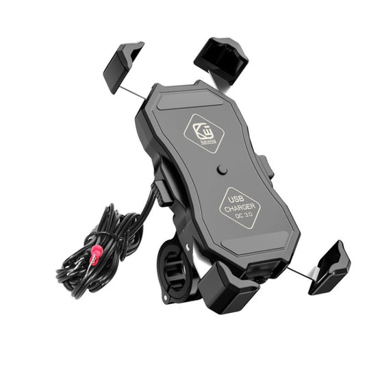 Kewig Motorcycle Outdoor Riding Four-Claw Fixed Mobile Phone Bracket QC3.0 Fast Charging Waterproof Holder, M11-B