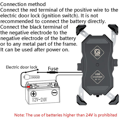 Kewig Motorcycle Outdoor Riding Four-Claw Fixed Mobile Phone Bracket QC3.0 Fast Charging Waterproof Holder, M11-B