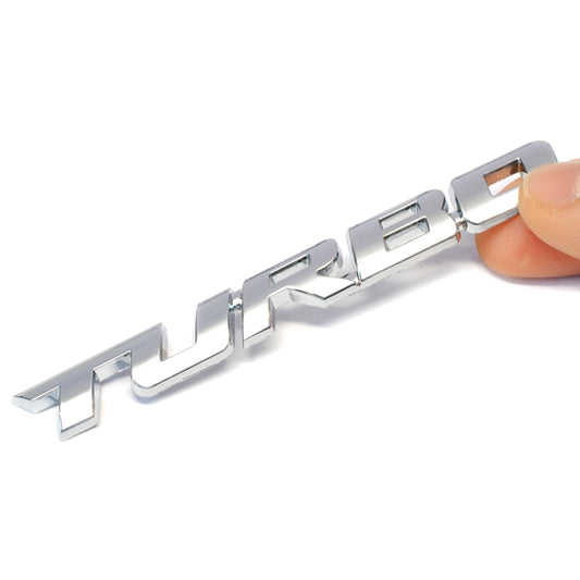 8 PCS Car Alloy Modified Turbocharged TURBO Metal Car Sticker Sports Body Sticker Car Tail Label Side Decoration Sticker, Large 12 X 1.4cm, Small 10 X 1cm