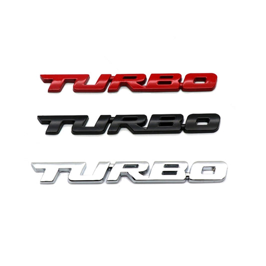 8 PCS Car Alloy Modified Turbocharged TURBO Metal Car Sticker Sports Body Sticker Car Tail Label Side Decoration Sticker, Large 12 X 1.4cm, Small 10 X 1cm
