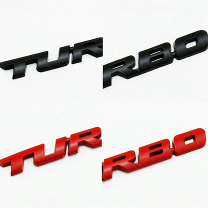 8 PCS Car Alloy Modified Turbocharged TURBO Metal Car Sticker Sports Body Sticker Car Tail Label Side Decoration Sticker, Large 12 X 1.4cm, Small 10 X 1cm