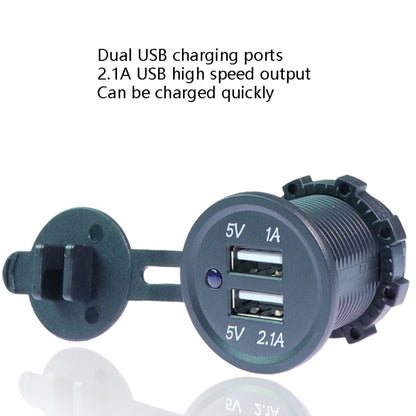 شاحن سيارة ودراجة نارية معدل بمنفذ USB بقوة 5 فولت و3.1 أمبير مع شاشة عرض LED زرقاء، شاحن سيارة مقاوم للماء والغبار، بقوة 5 فولت و3.1 أمبير