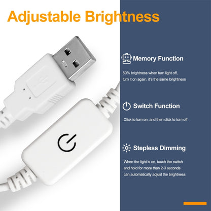 LED Plant Growth Lamp USB Touch Dimming Full Spectroscopy Planting Fill Light, 2 PCS 0.5m Waterproof, 1m Waterproof, 2m Waterproof, 3m Waterproof, 2 PCS 0.5m Non-waterproof, 2 PCS 1m Non-waterproof, 2m Non-waterproof, 3m Non-waterproof