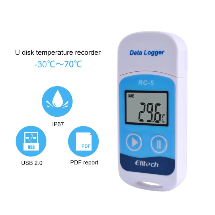 TTE35065 Digital USB Temperature Data Logger for Warehouse Storage, Refrigerated, Cold Storage and Laboratory, TTE35065